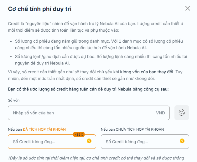 Cơ chế tính phí duy trì